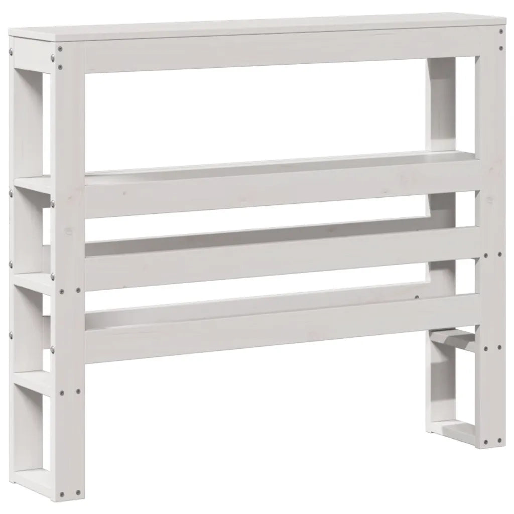 Giroletto con Testiera Bianco 90x200 cm Legno Massello di Pino 3306352