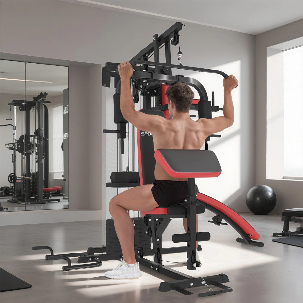 Attrezzatura Palestra Multi Stazione con Pesi ¨C zephmum ¨C 65 kg, Nero e Rosso