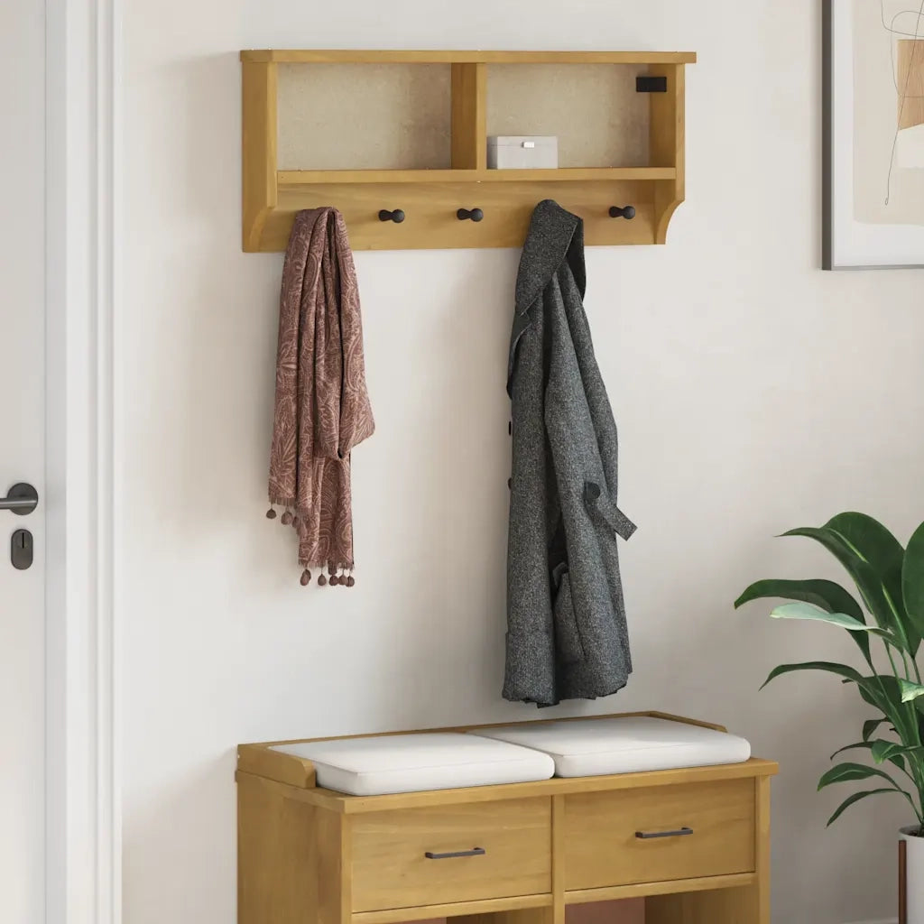 Appendiabiti da Parete SANDNES 87x12x35 cm in Legno di Pino CFW5011379