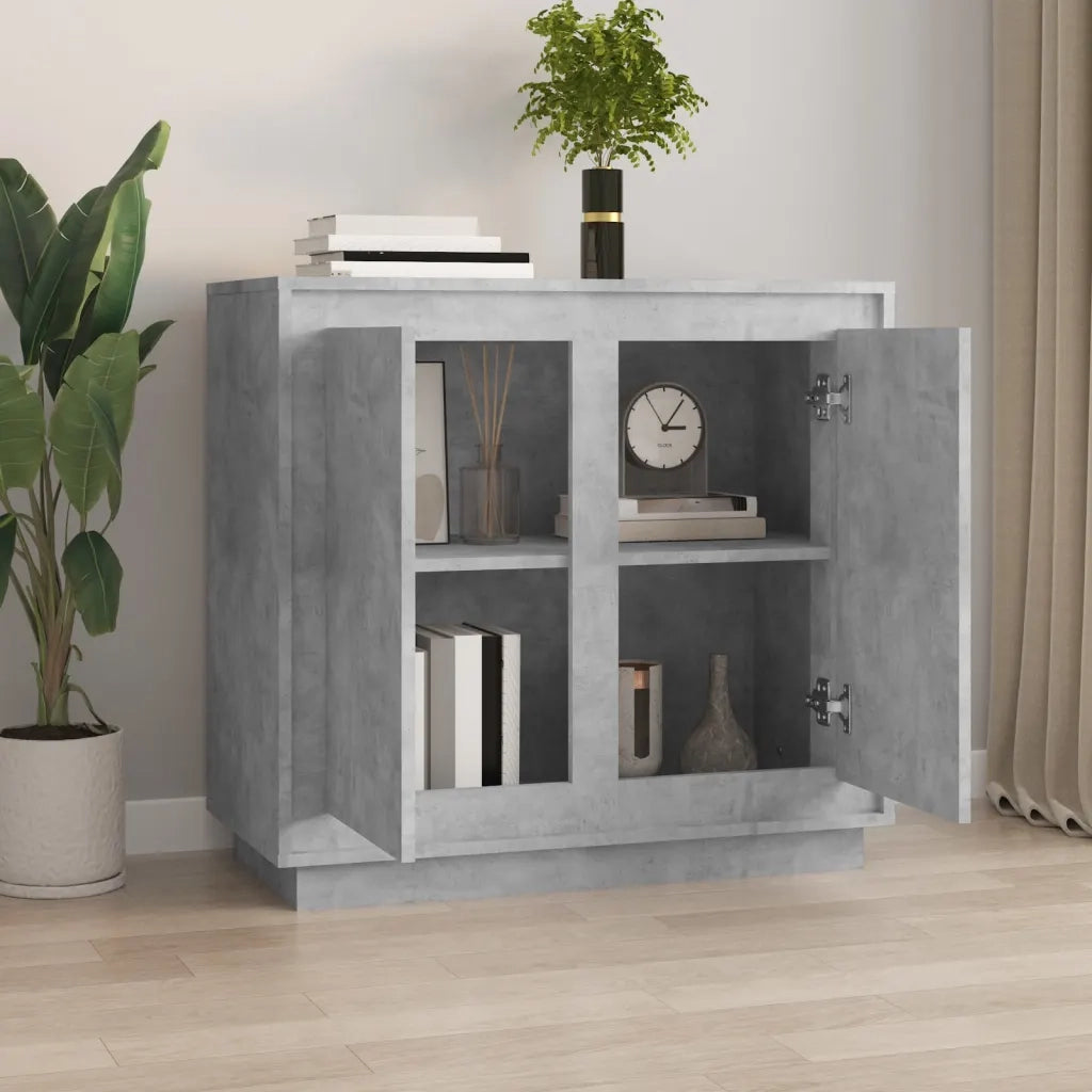 Credenza | Madia | Buffet da pranzo | Armadio da pranzo Grigio Cemento 80x34x75 cm in Legno Multistrato