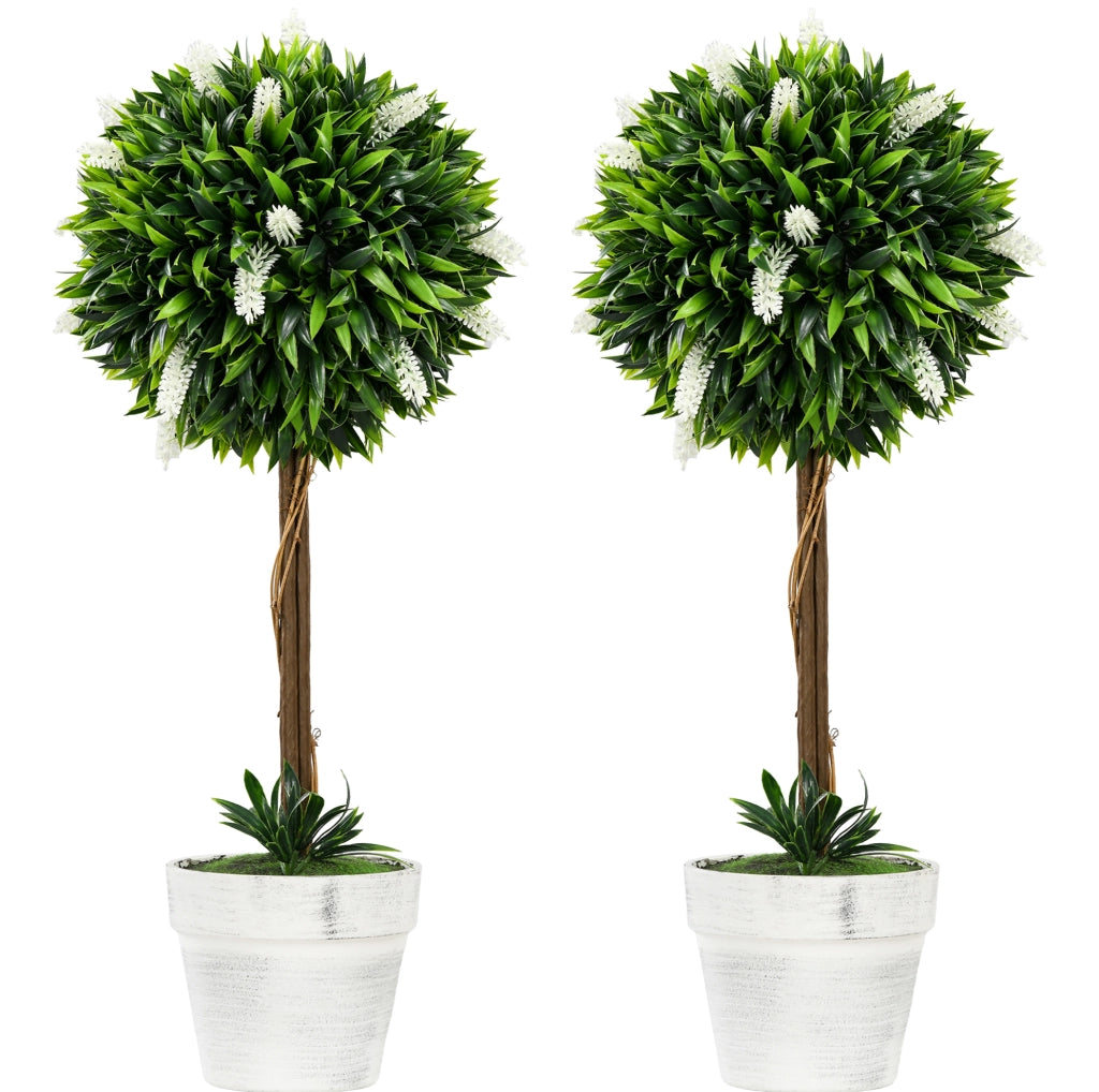Lavanda artificiale 2 pezzi 60 cm in plastica bianca per decorazione interna