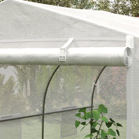 Serra a Tunnel da Giardino con 6 Finestre e Porta a Rullo 3,5x3x2 m in Acciaio e PE Bianco