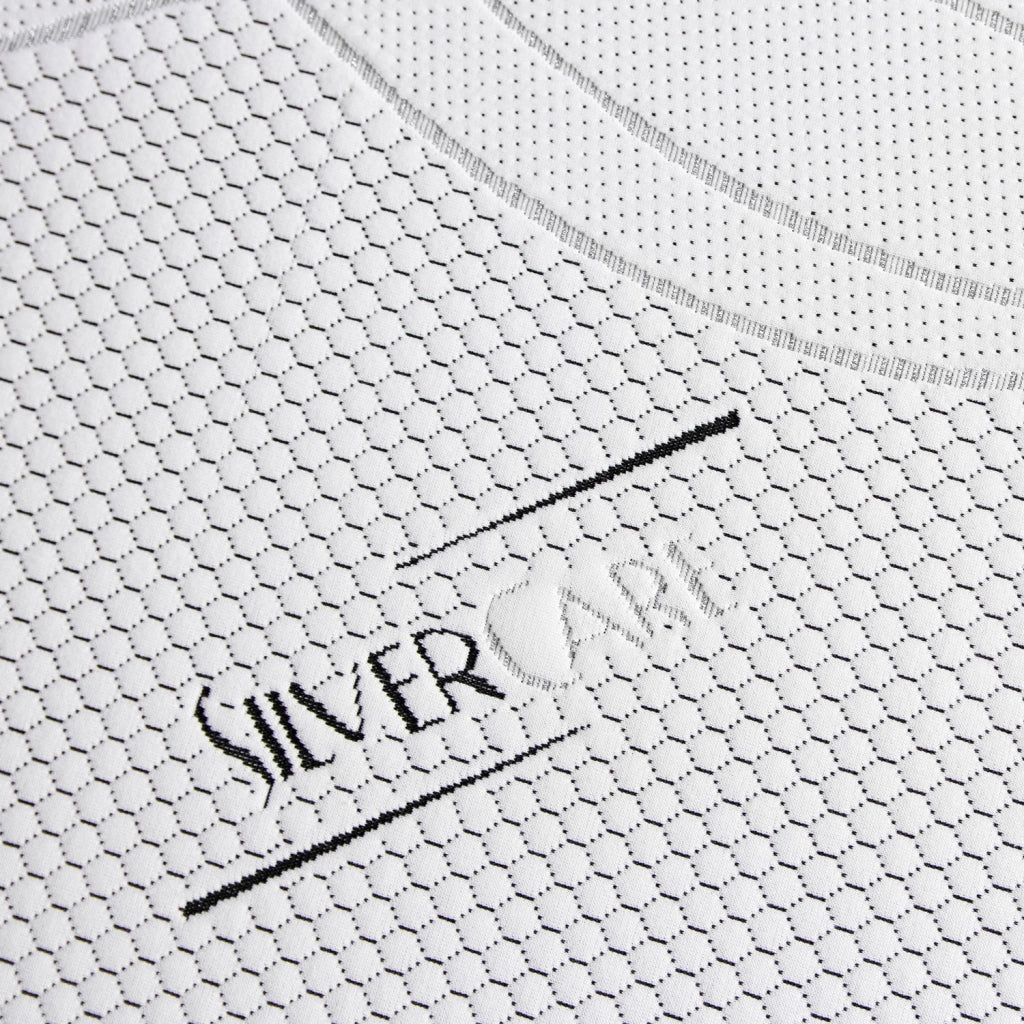 Topper, sovra materasso RIGIDO, correttore ortopedico materasso in BIOGREEN Alto 5 cm, tessuto anallergico sfoderabile, 4 lati in ARGENTO - ORTOPEDIC piazza e mezza 120x200