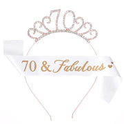 Set di corone per compleanni con strass, cintura per capelli in rosé oro, materiale duraturo, riutilizzabile e morbido.