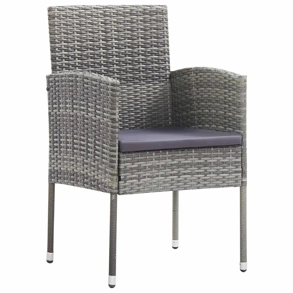Set da Pranzo per Giardino con cuscino 3 pcs Grigio polyrattan