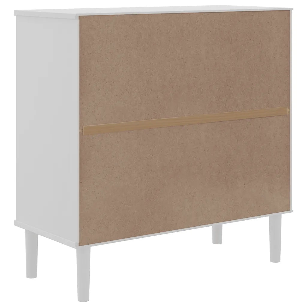 Credenza SENJA Aspetto Rattan Bianco 80x35x80 cm Massello Pino 358032