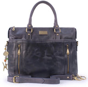 Borsa da Ufficio in Pelle con Porta Laptop 16 pollici - Grande Borsa a Tracolla - Borsa con Spalla per Portare A4 - Blu