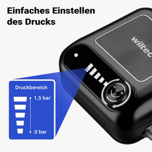 HS-A9K Set con compressore, pistola aerografo, ugelli e accessori, motore 12 V, pressione autostop 1,5 bar, per modellismo, tatuaggi, nail art, airbrush
