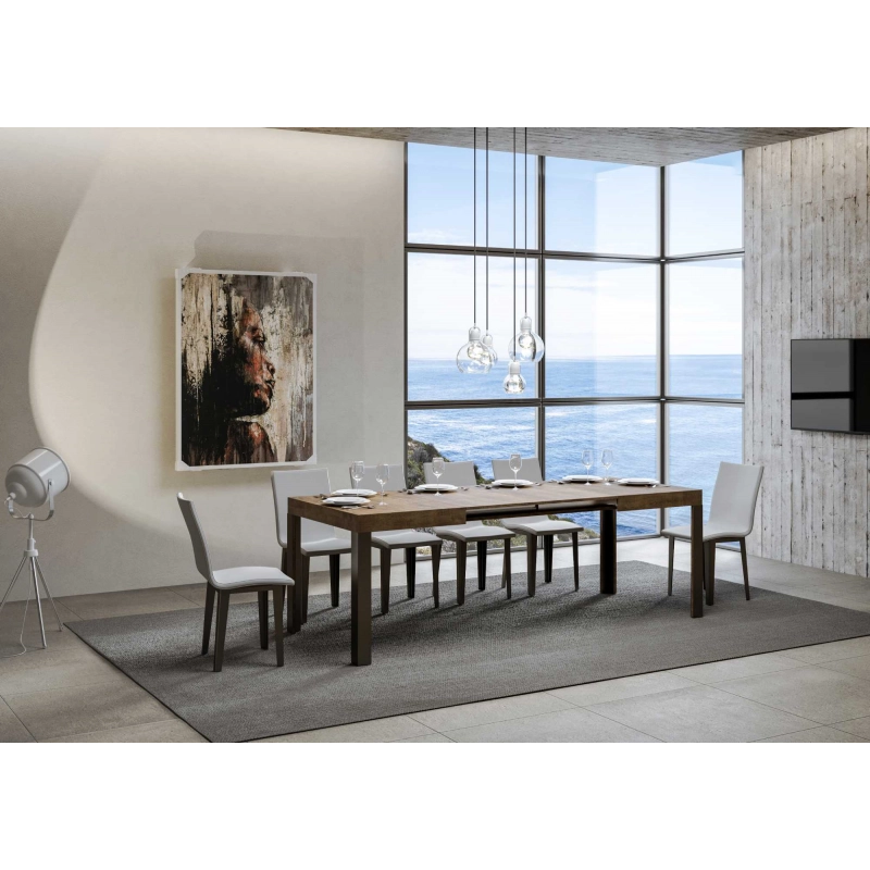 Tavolo allungabile 90x140/244 cm Linea telaio Antracite - Noce