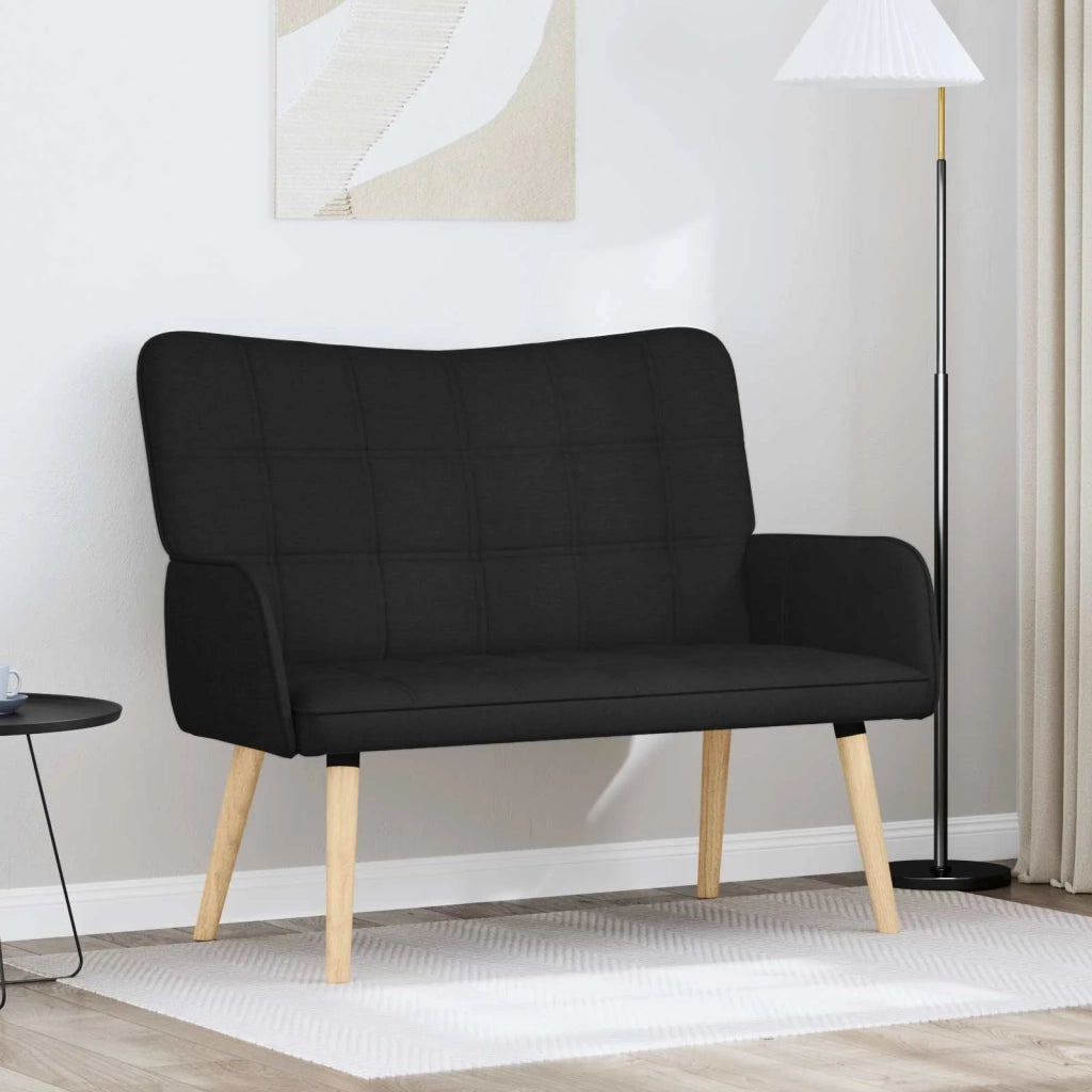 Sofa a Due Posti Nero 115 x 61 x 87 cm Tessuto