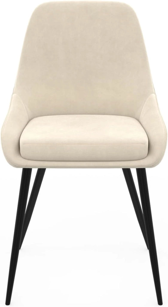 Lote de 4 sillas THALYA de terciopelo beige con medio reposabrazos