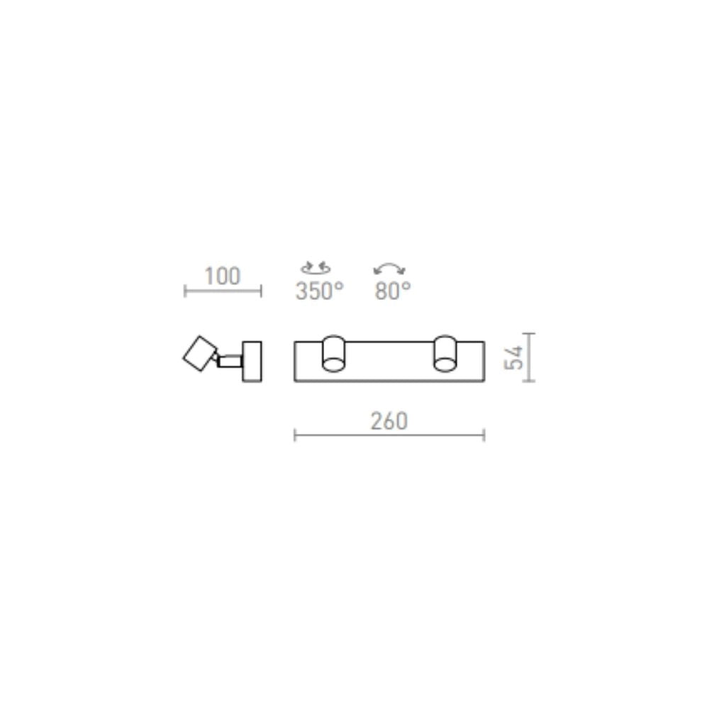 Faretto TRICA II da parete nero  230V GU10 2x25W