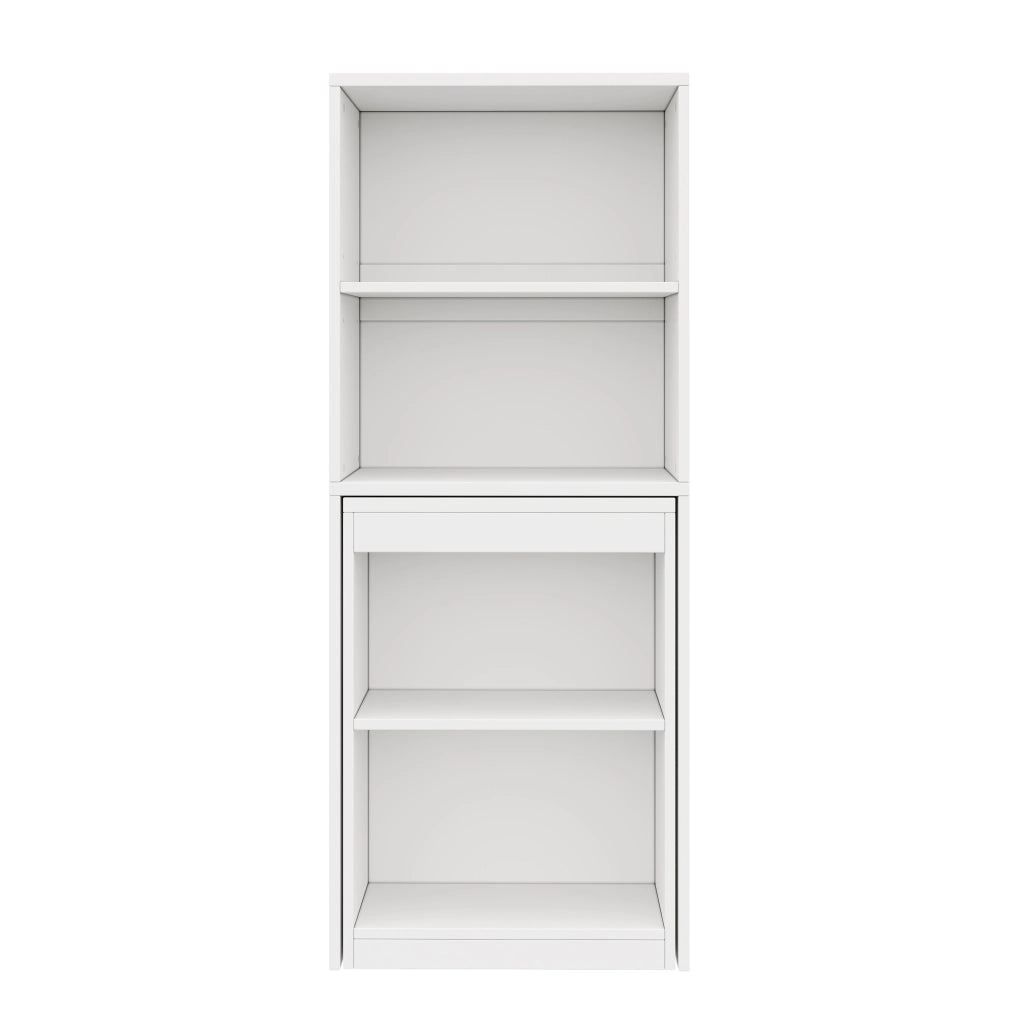 Scrivania Pieghevole con Armadio Integrato ¨C MINIMAL ¨C Bianco, 4 Ripiani, 130x51x137