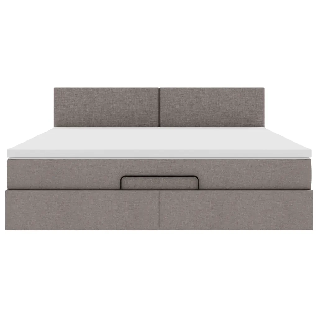 Struttura Letto Pouf con Materasso Tortora 180x200cm in Tessuto 3311398