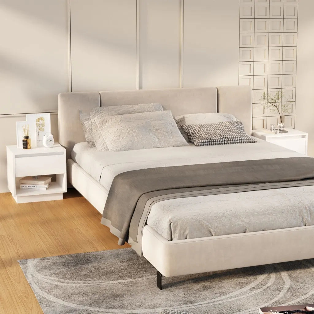 Set di 2 Comodini | Armadio da Notte | Mobiletto da notte Bianchi 45x34x44 cm in Truciolato