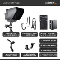 Full HD Monitor Director III Set - display LCD IPS da 7 pollici - assistente di messa a fuoco - con ingresso HDMI e AV - batteria e caricabatterie inclusi