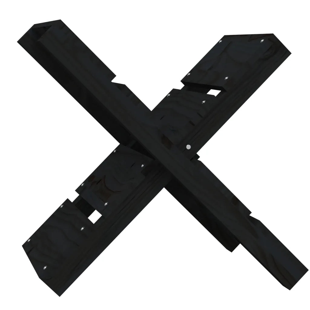 Portaceppi Nero 47x39,5x48 cm in Legno Massello di Pino CFW4314825