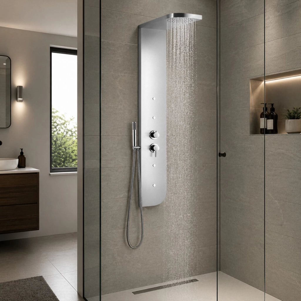 Colonna doccia acciaio inox 3 funzioni 4 bocchette idro lombari l20xp50xh150 005b *** finitura- cromo lucido, confezi...