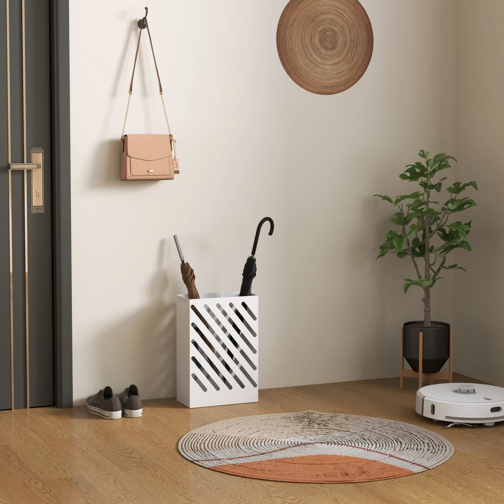 Portaombrelli Design con Vaschetta e Ganci ¨C zephmum ¨C Bianco 28x14x41 cm