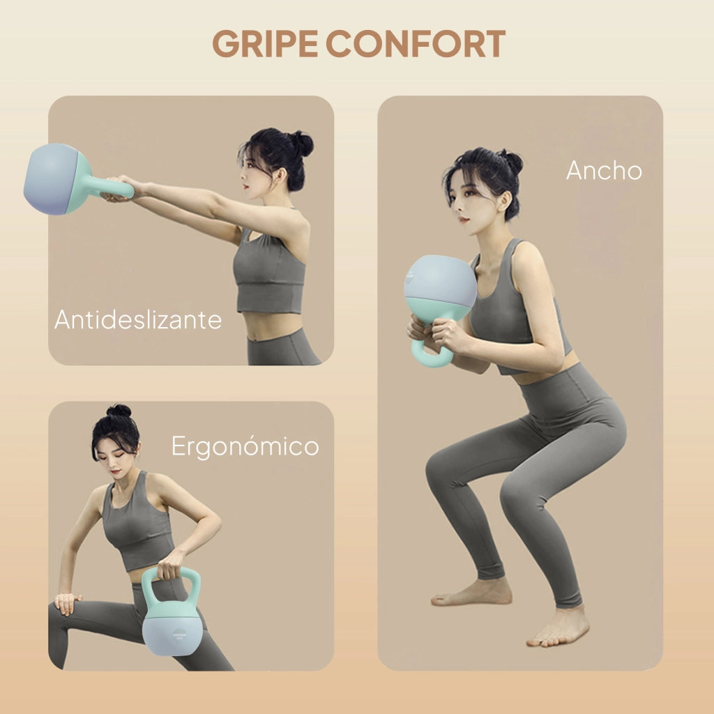 Kettlebell Pesa Rusa 6 kg ¨C zephmum ¨C 19x19x28 cm Verde e Grigio