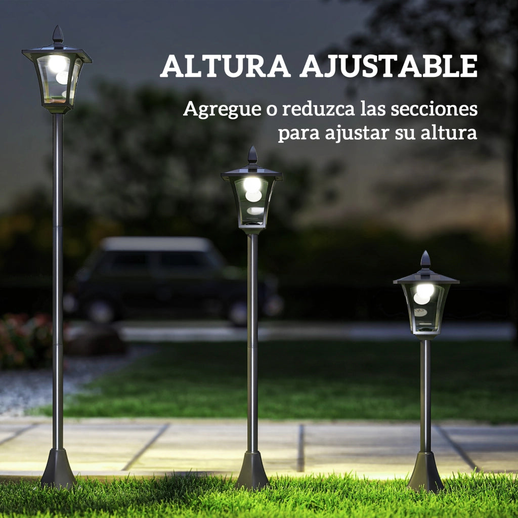 Lampada Solare per Giardino ¨C zephmum ¨C Nero Acciaio Inox 18x18x160 cm