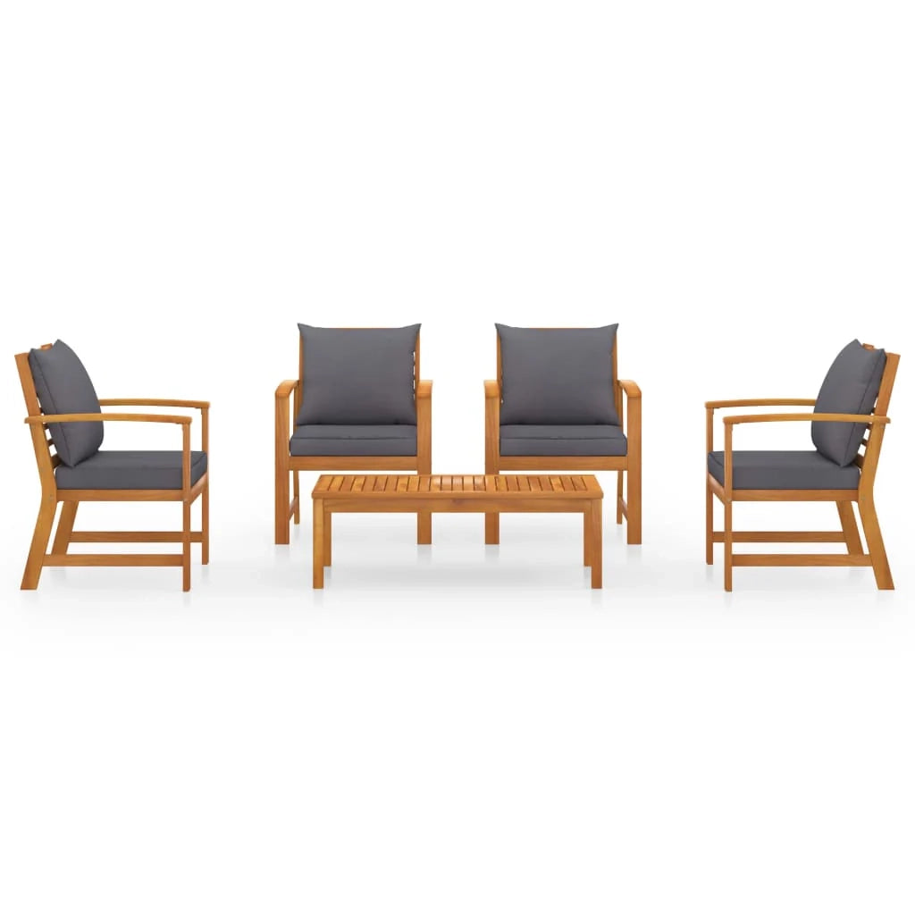 Set di mobili da giardino mobili da esterno 5 pezzi con cuscini legno massello di acacia 02_0016287