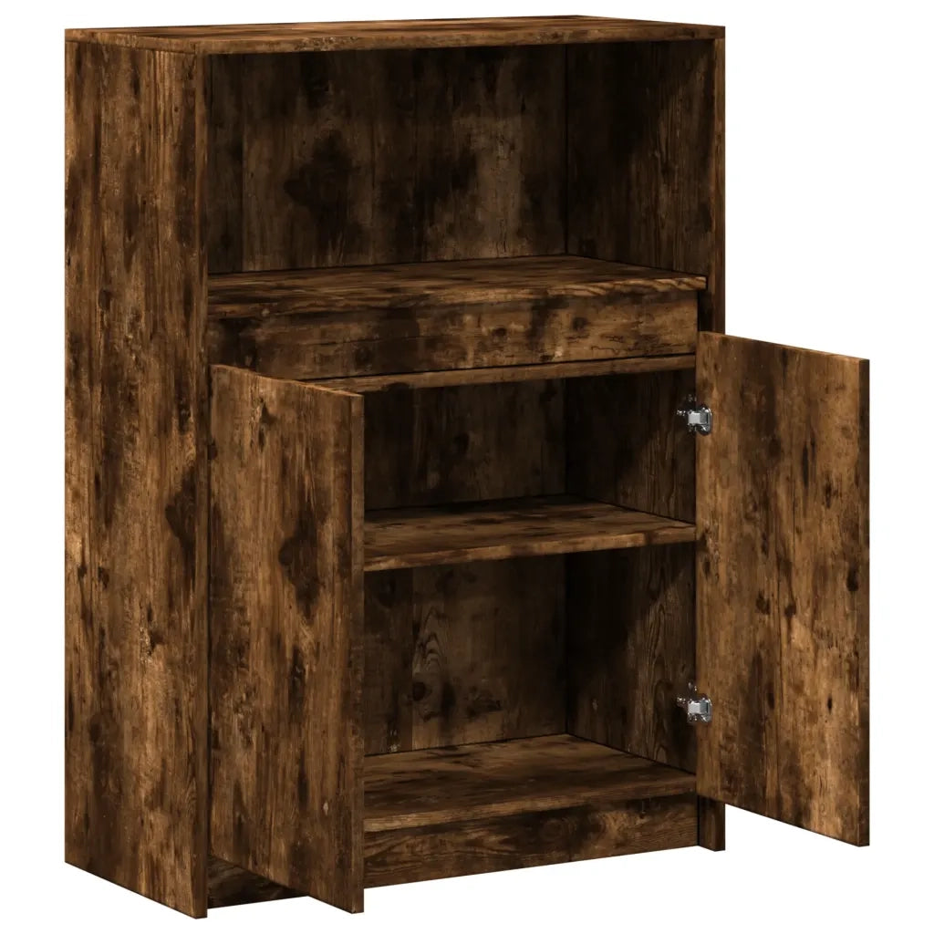 Credenza con LED-Buffet-Armadio da cucina Rovere Fumo 72x34x100 cm in Legno Multistrato