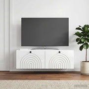 Mobile Porta TV da Muro Bianco Lucido 98 x 31 x 30 cm 898219