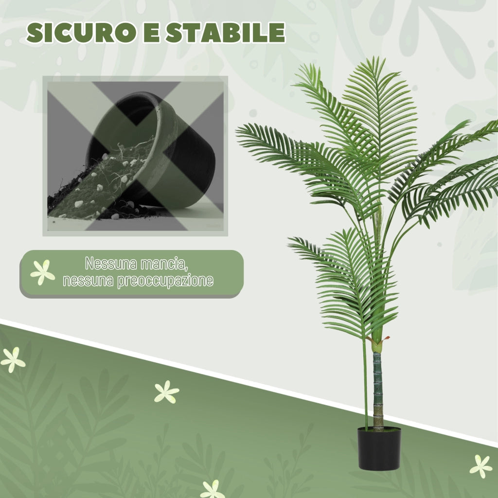 Pianta Finta Palma Areca Alta 150 cm per Interni con Vaso. Decorazione per Casa e Ufficio. Verde