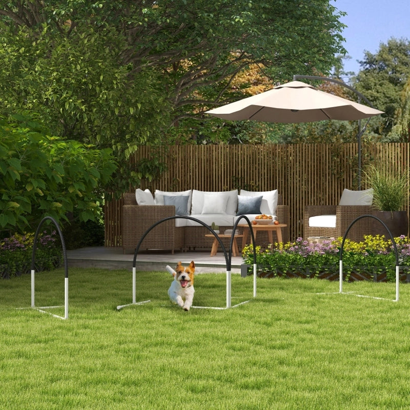 Set per agility dog, accessori per addestramento cani, set agility, 4 pezzi, 89 x 69 x 99 cm, bianco + nero