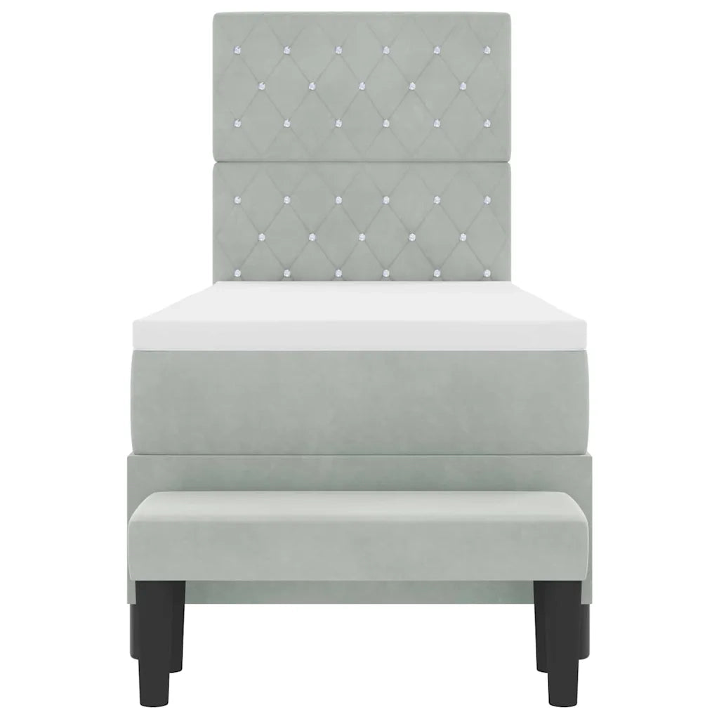 Letto a molle con cuscino Grigio chiaro 200 x 80 cm Velluto 3344408