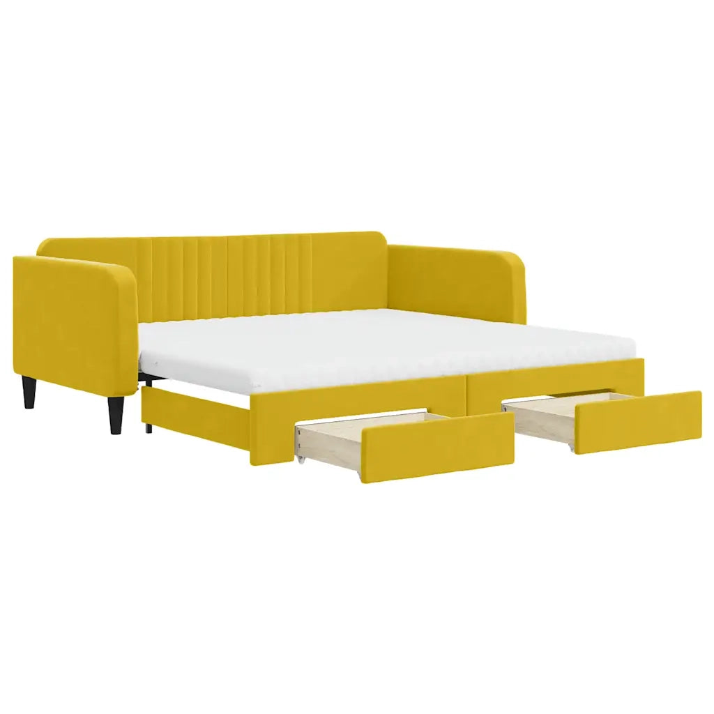 Divano Letto Estraibile con Cassetti Giallo 100x200cm Vellutocod mxl 130642