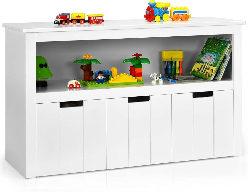 Armadio con 3 Cassetti, Scaffale di Legno con Ruote e Cubi per Giocattoli dei Bambini, Ampio Spazio, Organizer Durevole per Salone Camera da letto Camera dei bambini