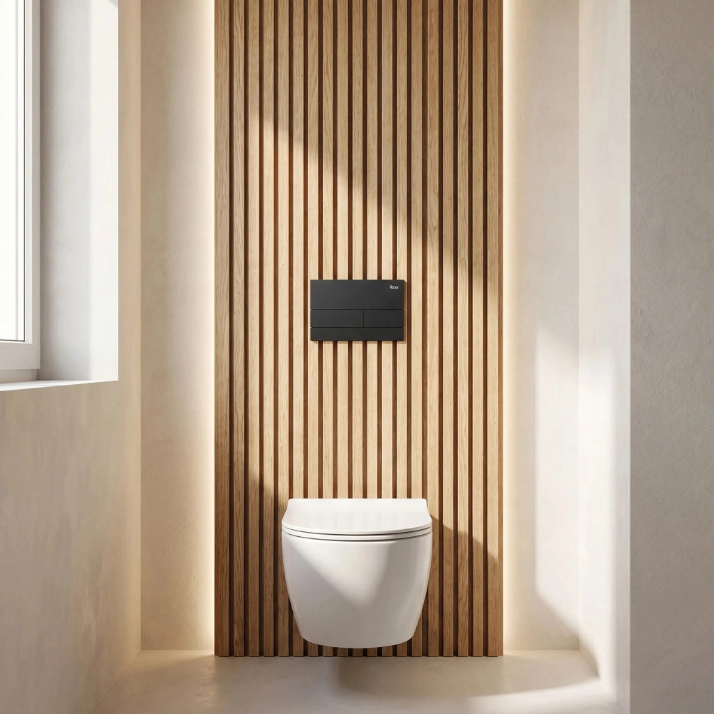 Set Telaio Da Incasso Per Wc Slim 024n Con Pulsante T Black Matt