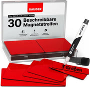 Etichette magnetiche descrittive - tavole magnetiche riciclabili per lavagne, lavagne scolastiche, lavagne Kanban e frigoriferi - cartellini magnetici con pennarelli (30 pezzi - 3 misure)