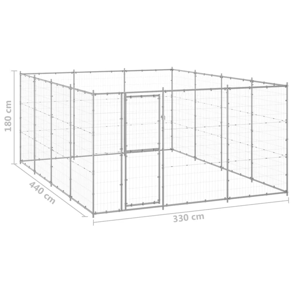 Cuccia da esterno gabbia recinto per animali box per cani da esterno in acciaio zincato 14,52 m² 02_0000408