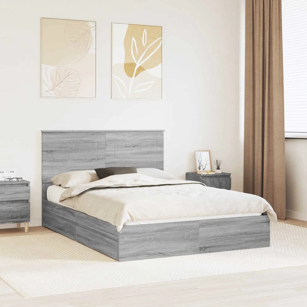 Letto con Contenitore con testiera Grigio Sonoma 160 x 200 cm