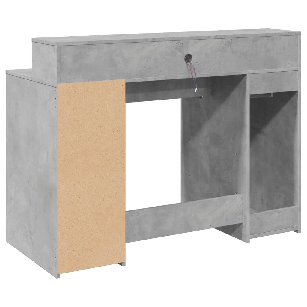 Scrivania tavolo postazione di lavoro mobile per computer mobile da studio con luci a LED 120 x 55 x 91 cm legno ingegnerizzato grigio 02_0023797