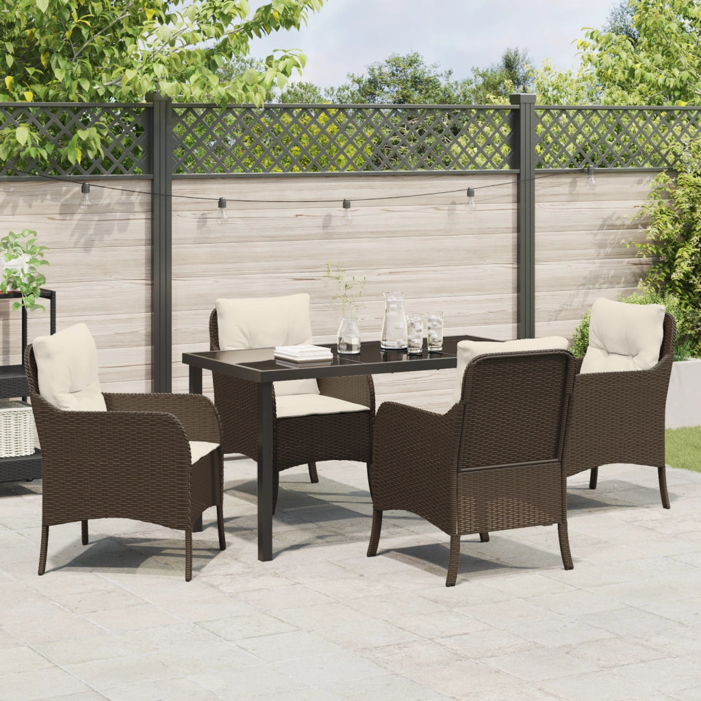 Set da pranzo da giardino con cuscini Rattan polipropilene marrone