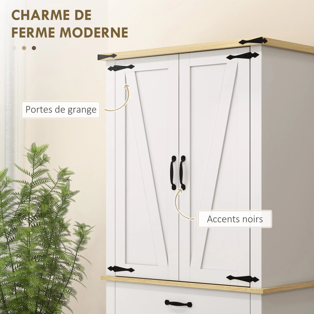 Armadio da cucina ¨C zephmum ¨C 4 ante, 6 ripiani, 1 cassetto, bianco, 76.5x40x181 cm