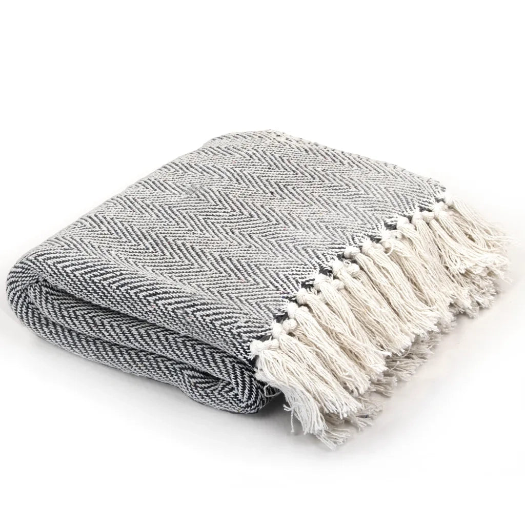 Copriletto in Cotone a Spina di Pesce 160x210 cm Blu Marinocod mxl 73285