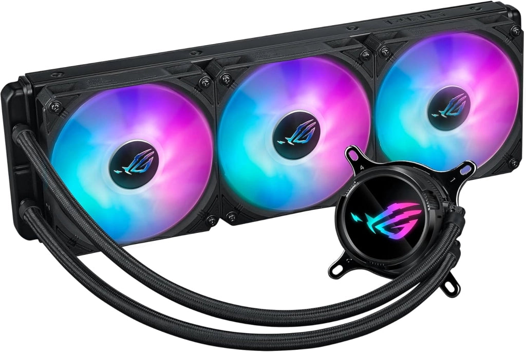 ROG Strix LC III 360 ARGB, dissipatore di liquidi per CPU all-in-one con blocco dell'acqua ruotabile a 360°, pompa Asetek V2 di 7a generazione, ventole ARGB ROG Premium, Aura Sync, Nero