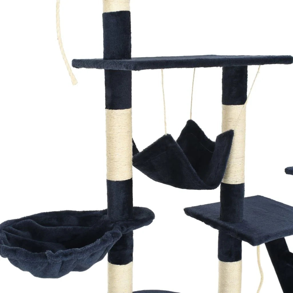 Tiragraffi albero per gatti cuccia per gatti giocattolo peluche sisal 230-250 cm blu 3702049
