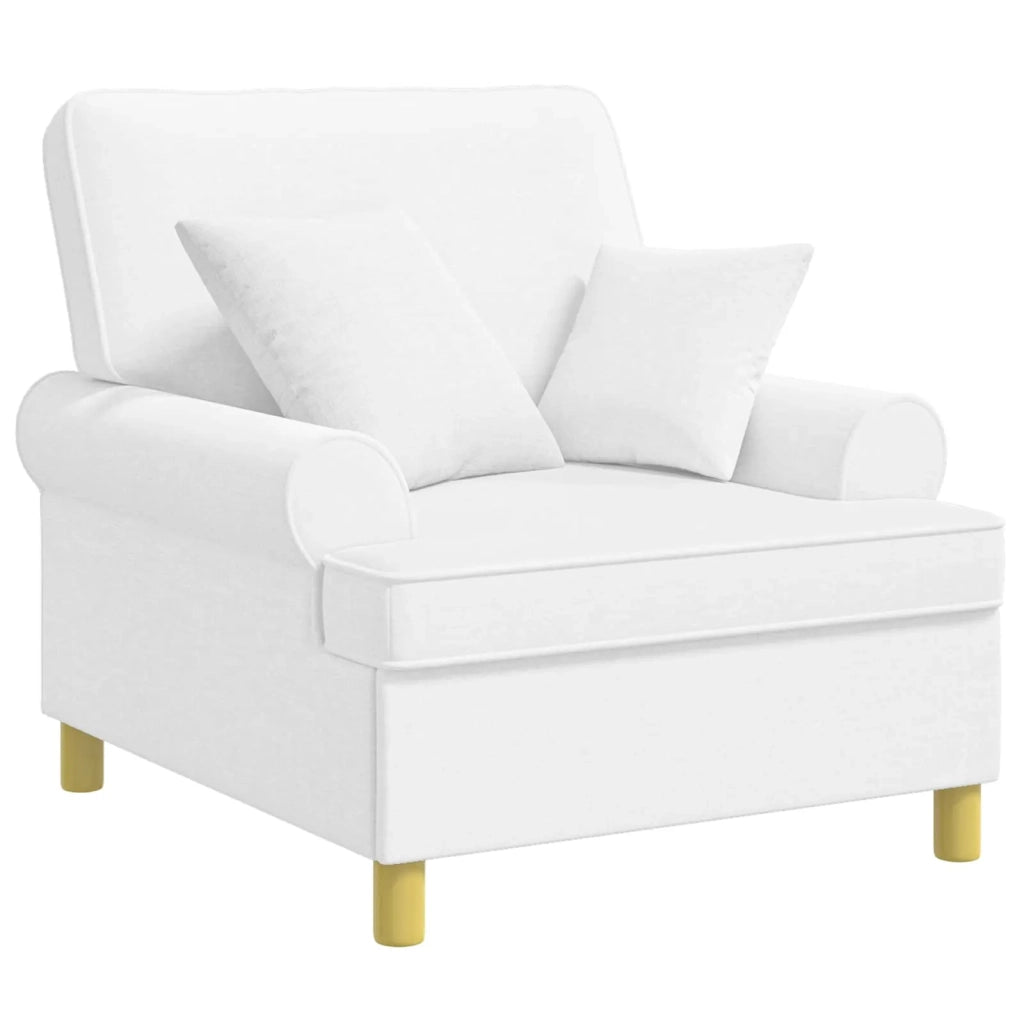 Poltrona XL con Cuscini Bianco Tessuto 42043493