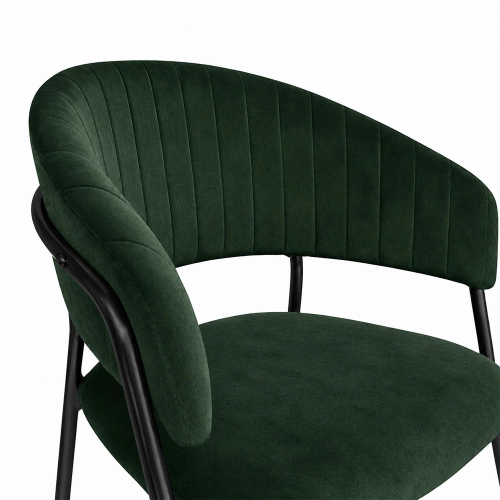Sedie da sala da pranzo set da 2 Aurelia in velluto verde con gambe nere