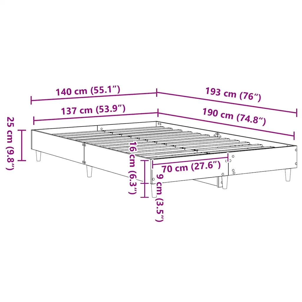 Struttura del letto Bianco 137 x 190 cm Legno ingegnerizzato 901003