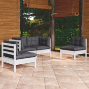 Set Salotto da Giardino 4 pz con Cuscini Legno Massello di Pino 3096173