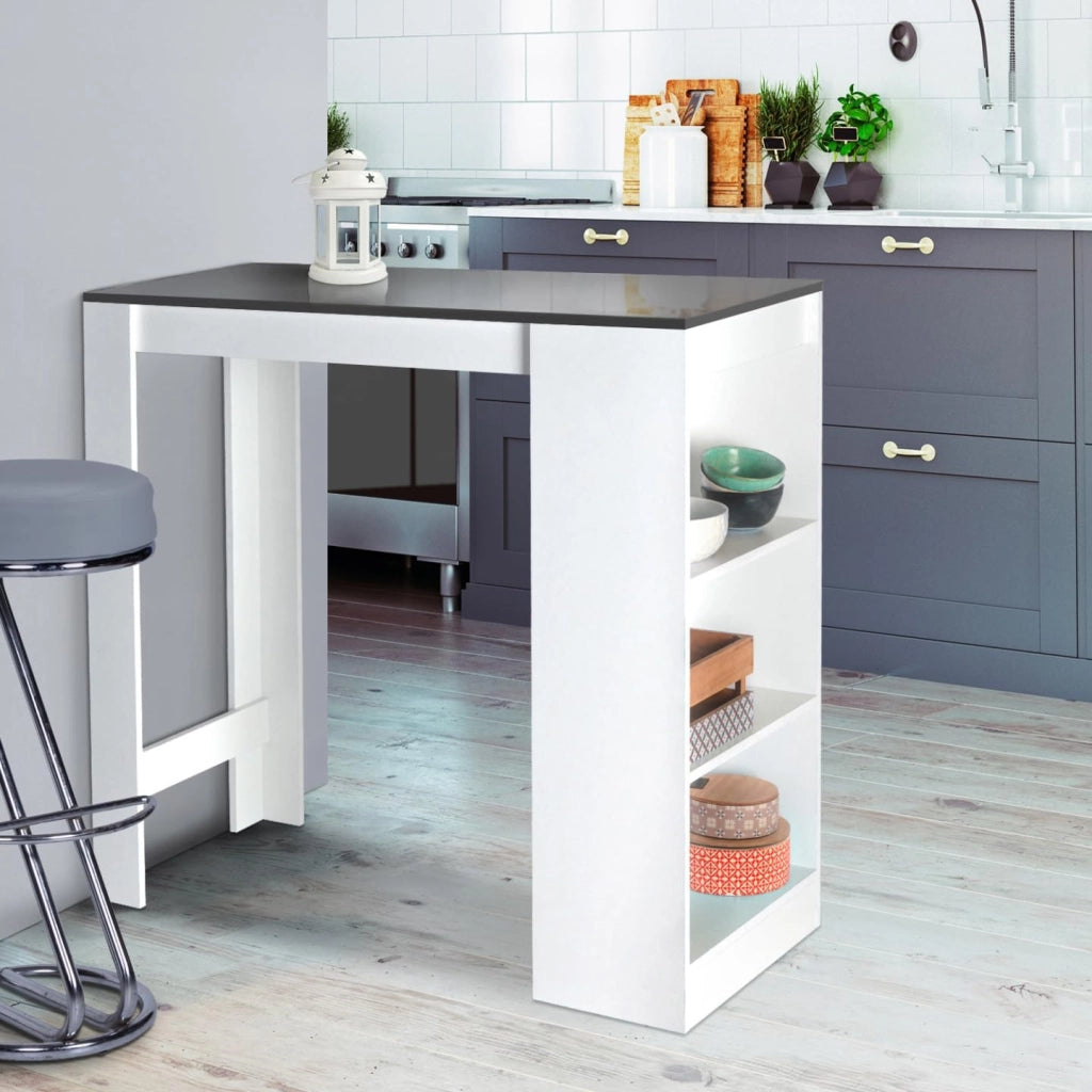 Tavolo alto da bar BARTH da 2 a 4 persone piano bianco legno grigio