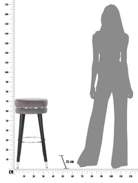 Sgabello Bar Paris Ø35x74 cm in Legno e Tessuto Vellutato Grigio