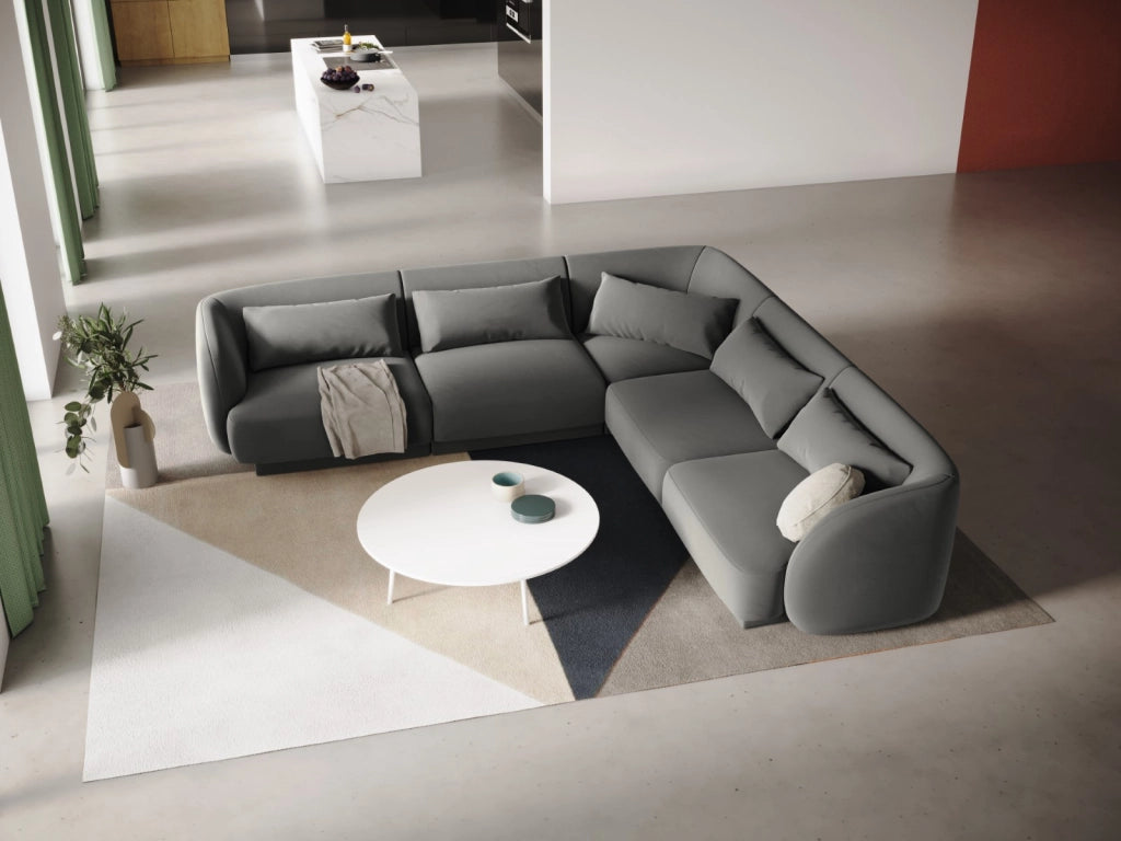 Cosmopolitan Design - Divano angolare reversibile "Tulum" 5 posti in velluto grigio chiaro 